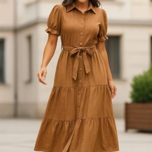 Vestido midi marron