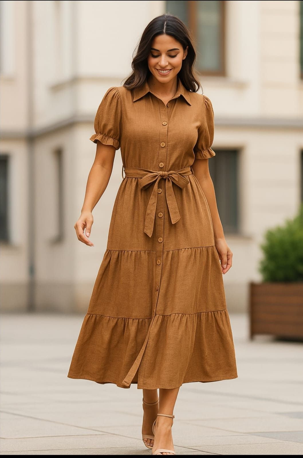 Vestido midi marron